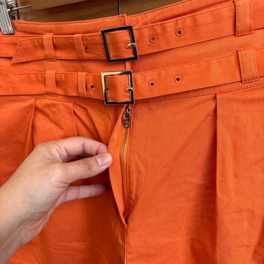 INTERMIX Leslie Double Belted Cotton Shorts, Size 6